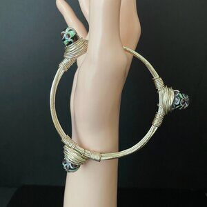 Vintage Bangle/wrapped wire bangle/Glass beads bangle